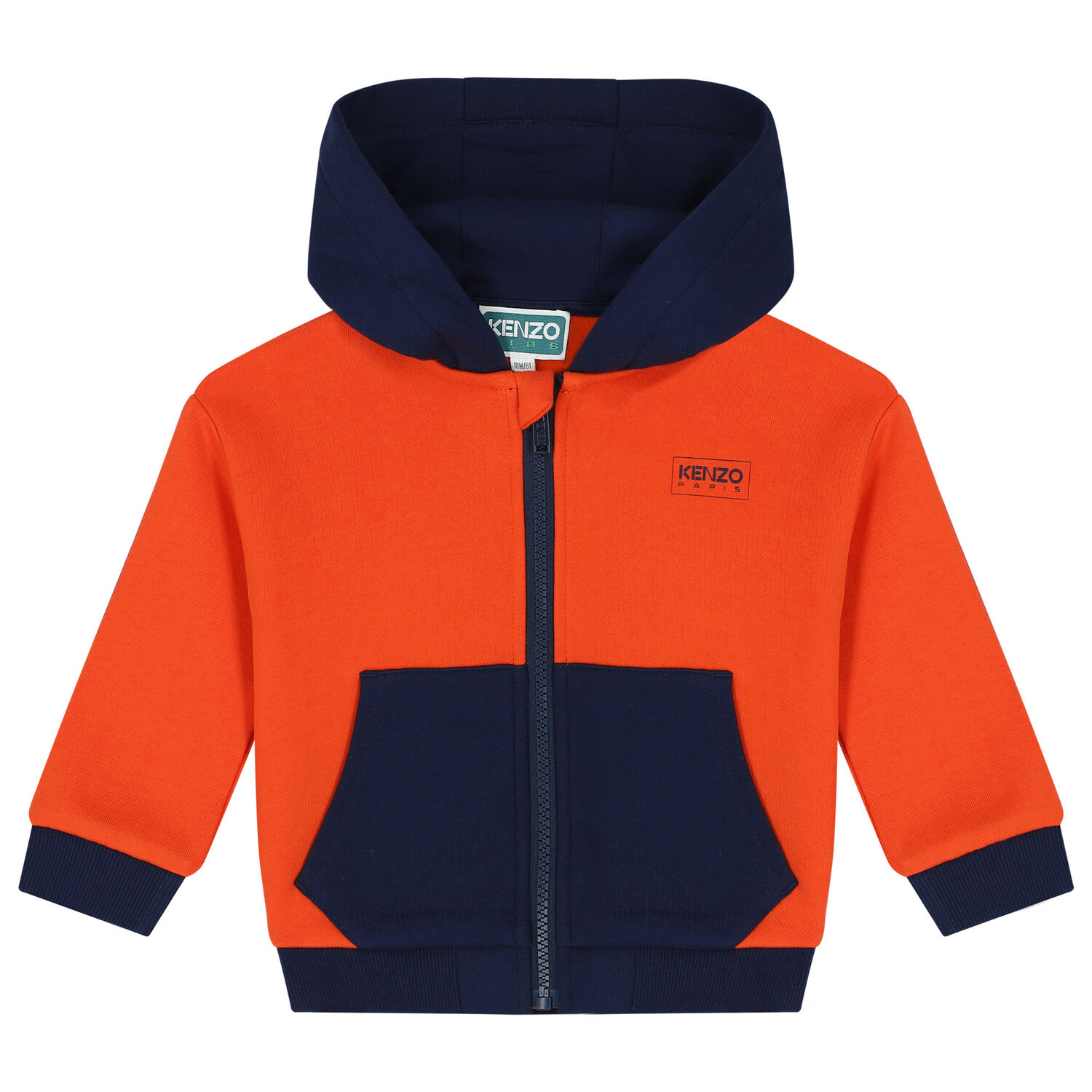 Younger Boys Orange & Navy Blue Logo Tracksuit, 1, hi-res